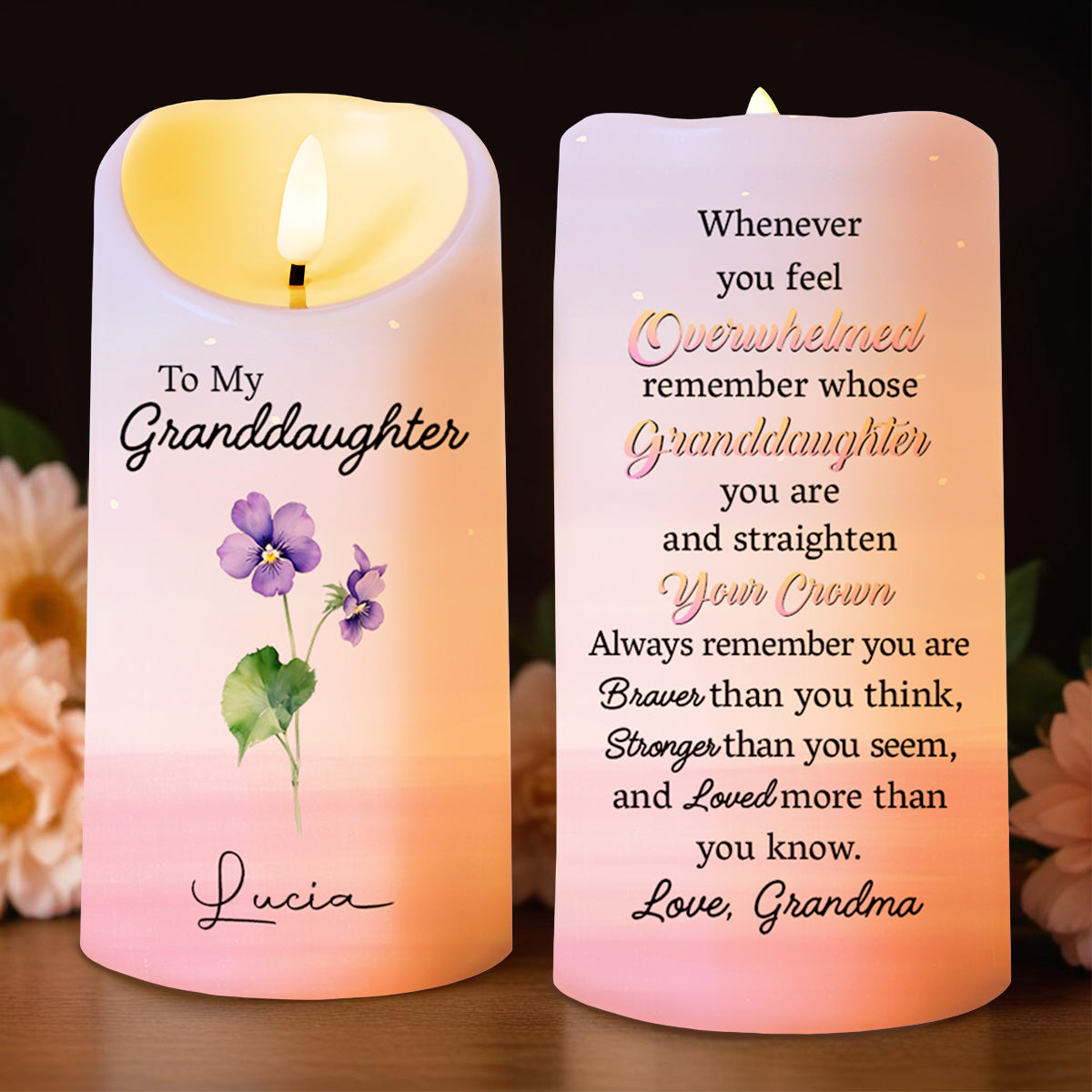 Braver Than You Think, Loved More Than You Know Candle - Personalized Custom LED Candle - GDT224_LECA