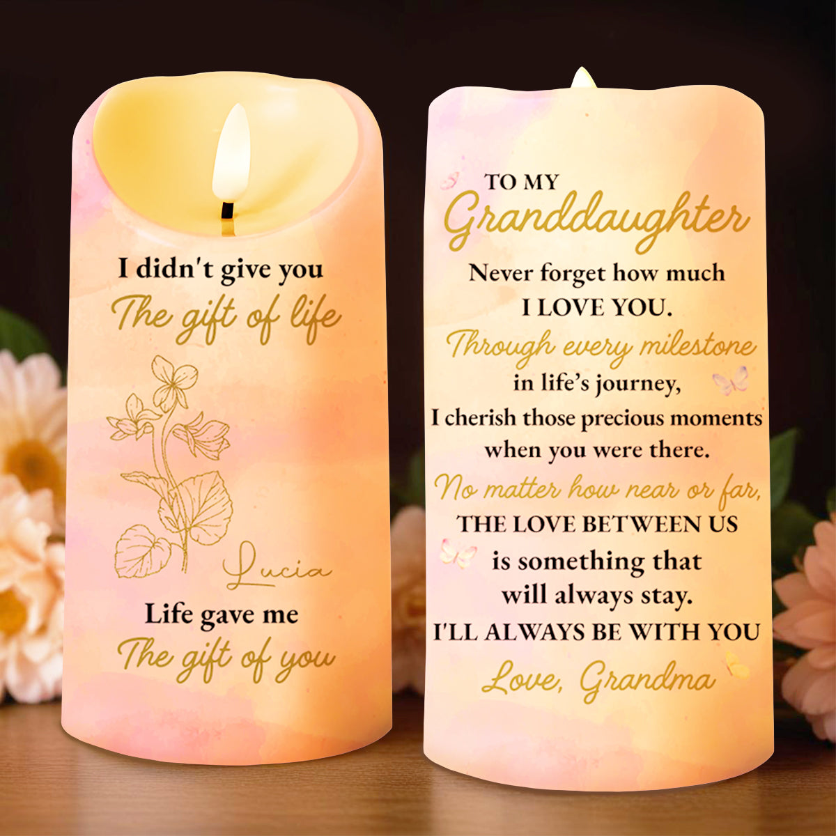 To My Granddaughter Love And Precious Moments LED Candle - Personalized Custom LED Candle - GDT229_LECA
