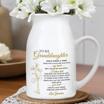 Granddaughter Little Girl Stole My Heart Flowers - Personalized Ceramic Flower Vase