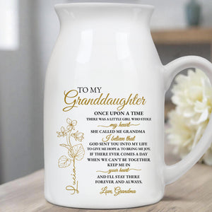 Granddaughter Little Girl Stole My Heart Flowers - Personalized Ceramic Flower Vase