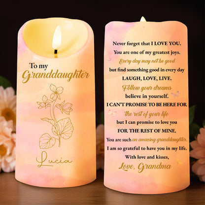 Love And Promise Message To Granddaughter With Lovely Flowers - Personalized Custom LED Candle - GDT231_LECA