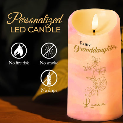 Love And Promise Message To Granddaughter With Lovely Flowers - Personalized Custom LED Candle - GDT231_LECA