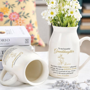 Sparkle And Shine To My Beautiful Granddaughter - Personalized Ceramic Flower Vase