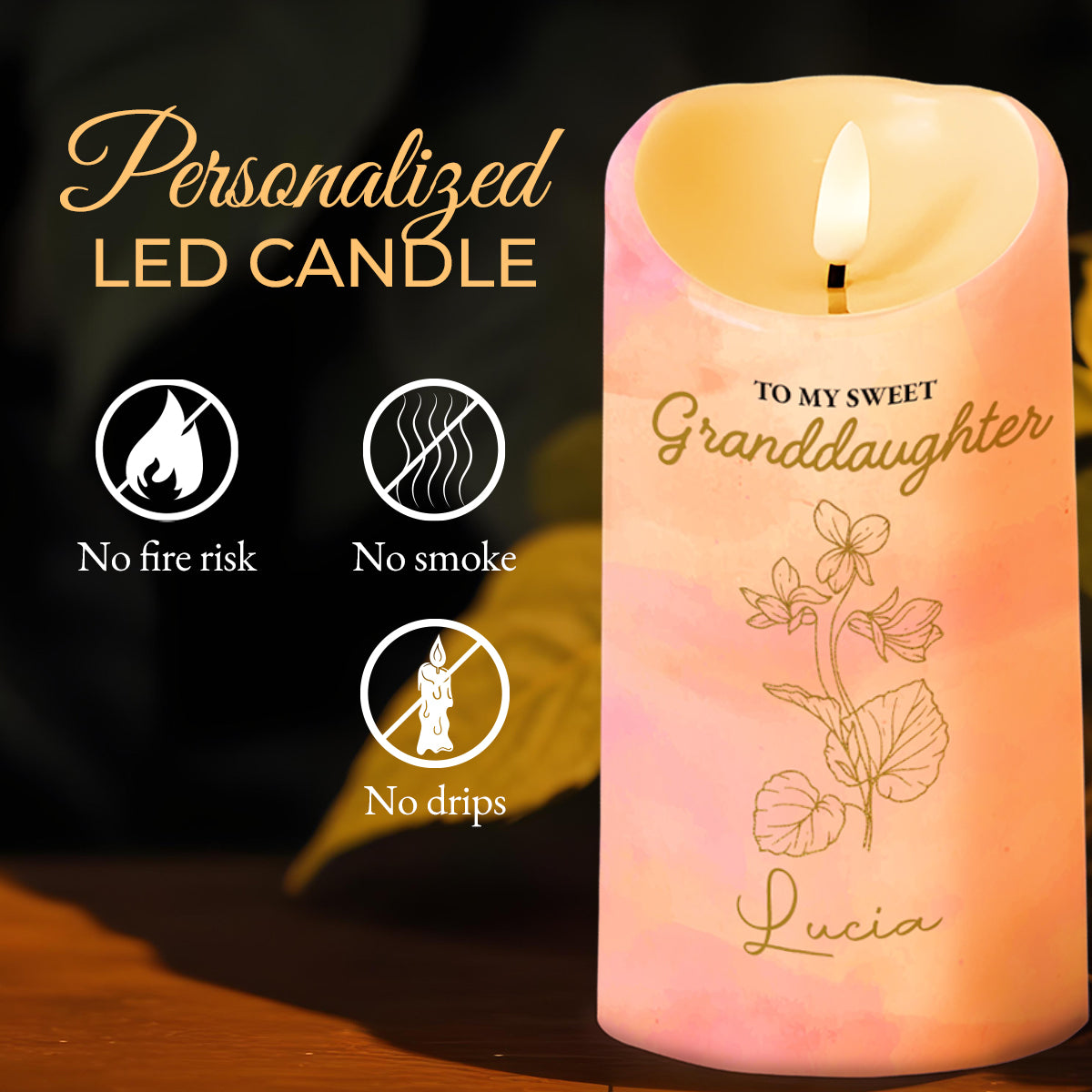 To My Sweet Granddaughter, Love And Possibilities With Flowers - Personalized Custom LED Candle - GDT233_LECA