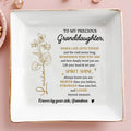 Granddaughter Spirit Shine Flowers - Personalized Custom Jewelry Dish, Square Ceramic Dish - GDT236_SCRD