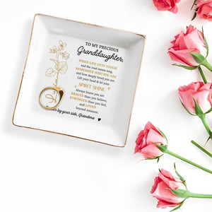 Granddaughter Spirit Shine Flowers - Personalized Custom Jewelry Dish, Square Ceramic Dish - GDT236_SCRD