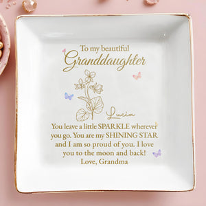 Sparkle Wherever You Go Shining Star Square Ceramic Dish - Personalized Custom Jewelry Dish, Square Ceramic Dish - GDT237_SCRD