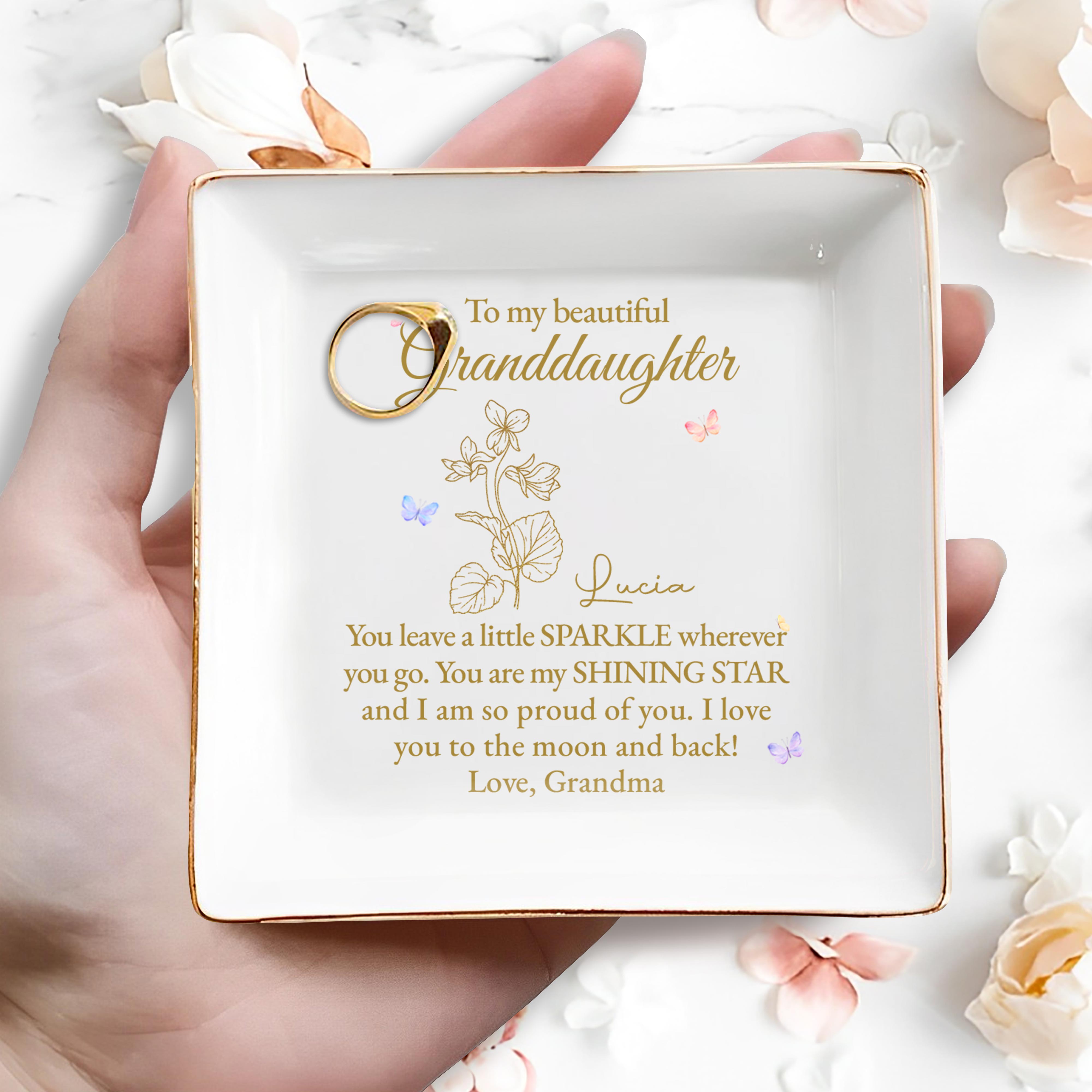 Sparkle Wherever You Go Shining Star Square Ceramic Dish - Personalized Custom Jewelry Dish, Square Ceramic Dish - GDT237_SCRD