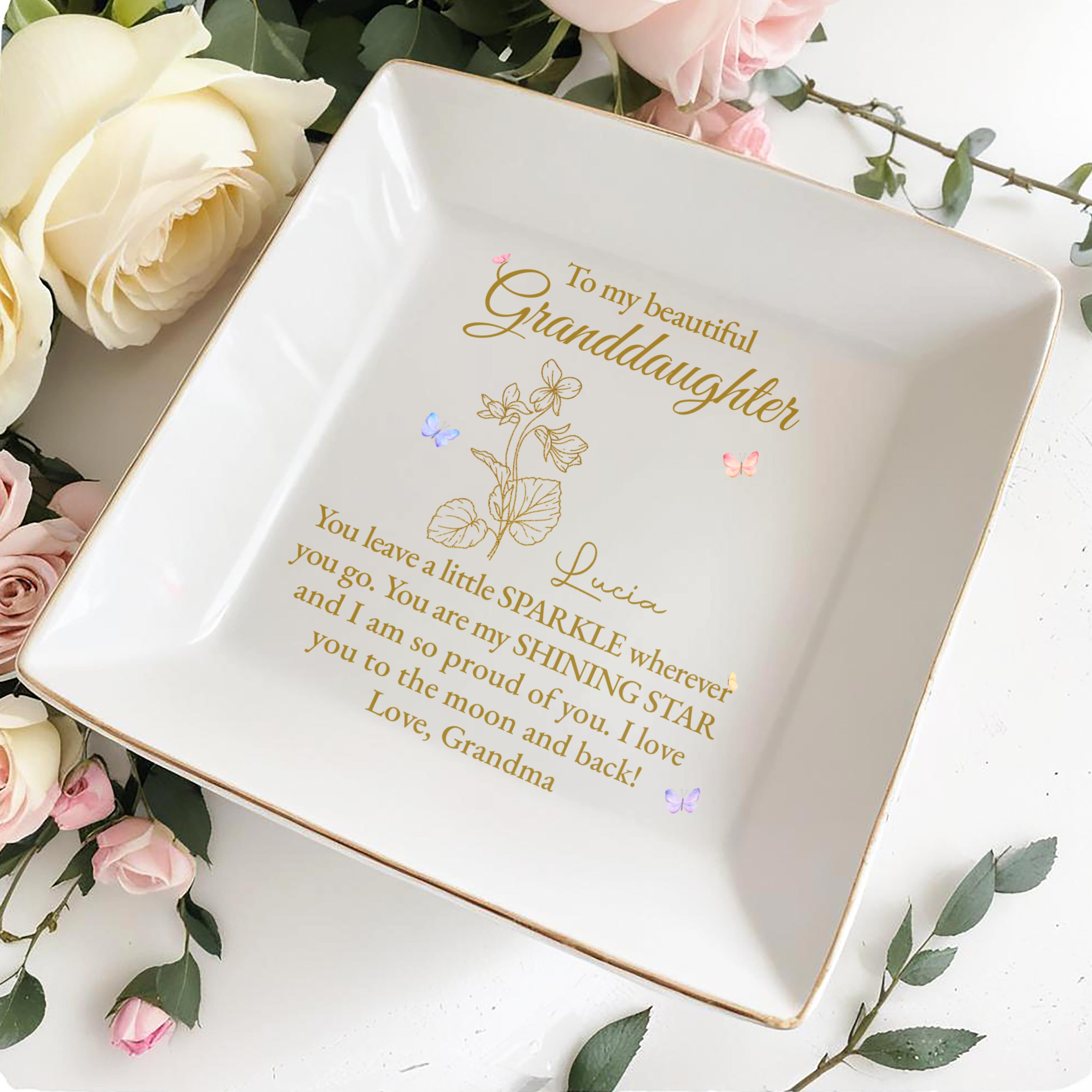 Sparkle Wherever You Go Shining Star Square Ceramic Dish - Personalized Custom Jewelry Dish, Square Ceramic Dish - GDT237_SCRD