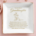 Sweet Granddaughter Love And Affection With Flowers - Personalized Custom Jewelry Dish, Square Ceramic Dish - GDT239_SCRD