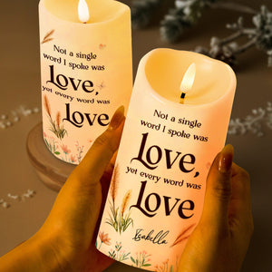 Every Word Was Love Wheat and Flowers Design - Personalized Custom LED Candle - GDT242_LECA