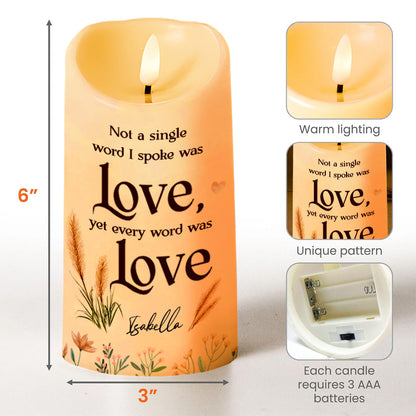 Every Word Was Love Wheat and Flowers Design - Personalized Custom LED Candle - GDT242_LECA
