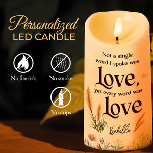 Every Word Was Love Wheat and Flowers Design - Personalized Custom LED Candle - GDT242_LECA