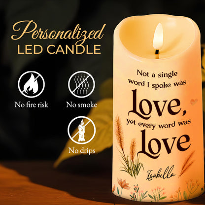 Every Word Was Love Wheat and Flowers Design - Personalized Custom LED Candle - GDT242_LECA