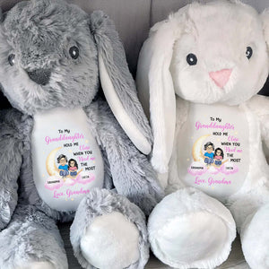 To My Granddaughter, Hold Me Close When You Need Me The Most, Bunny and Cartoon Characters - Personalized Stuffed Bunny - GDT252_BUN