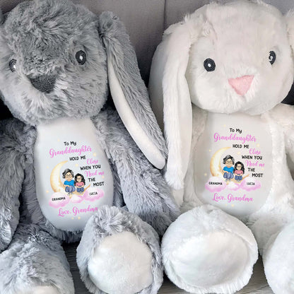 To My Granddaughter, Hold Me Close When You Need Me The Most, Bunny and Cartoon Characters - Personalized Stuffed Bunny - GDT252_BUN