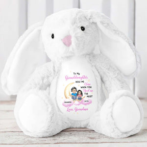 To My Granddaughter, Hold Me Close When You Need Me The Most, Bunny and Cartoon Characters - Personalized Stuffed Bunny - GDT252_BUN