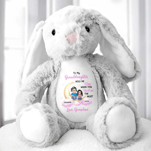 To My Granddaughter, Hold Me Close When You Need Me The Most, Bunny and Cartoon Characters - Personalized Stuffed Bunny - GDT252_BUN