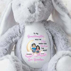 To My Granddaughter, Hold Me Close When You Need Me The Most, Bunny and Cartoon Characters - Personalized Stuffed Bunny - GDT252_BUN