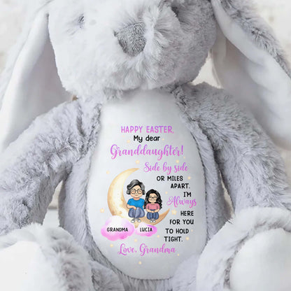 Happy Easter, My Dear Granddaughter, Side By Side Or Miles Apart, Bunny - Personalized Stuffed Bunny - GDT254_BUN