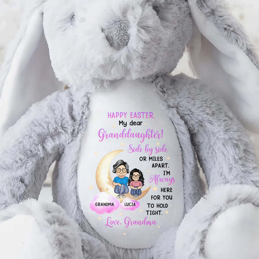 Happy Easter, My Dear Granddaughter, Side By Side Or Miles Apart, Bunny - Personalized Stuffed Bunny - GDT254_BUN