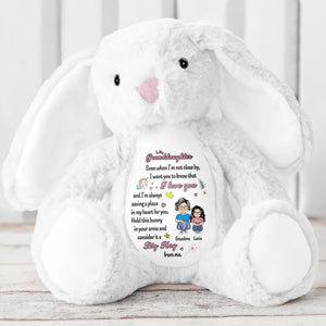 To My Granddaughter, Even when I'm not close by, I want you to know that I love you, Bunny and Hearts - Personalized Stuffed Bunny - GDT255_BUN