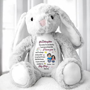 To My Granddaughter, Even when I'm not close by, I want you to know that I love you, Bunny and Hearts - Personalized Stuffed Bunny - GDT255_BUN