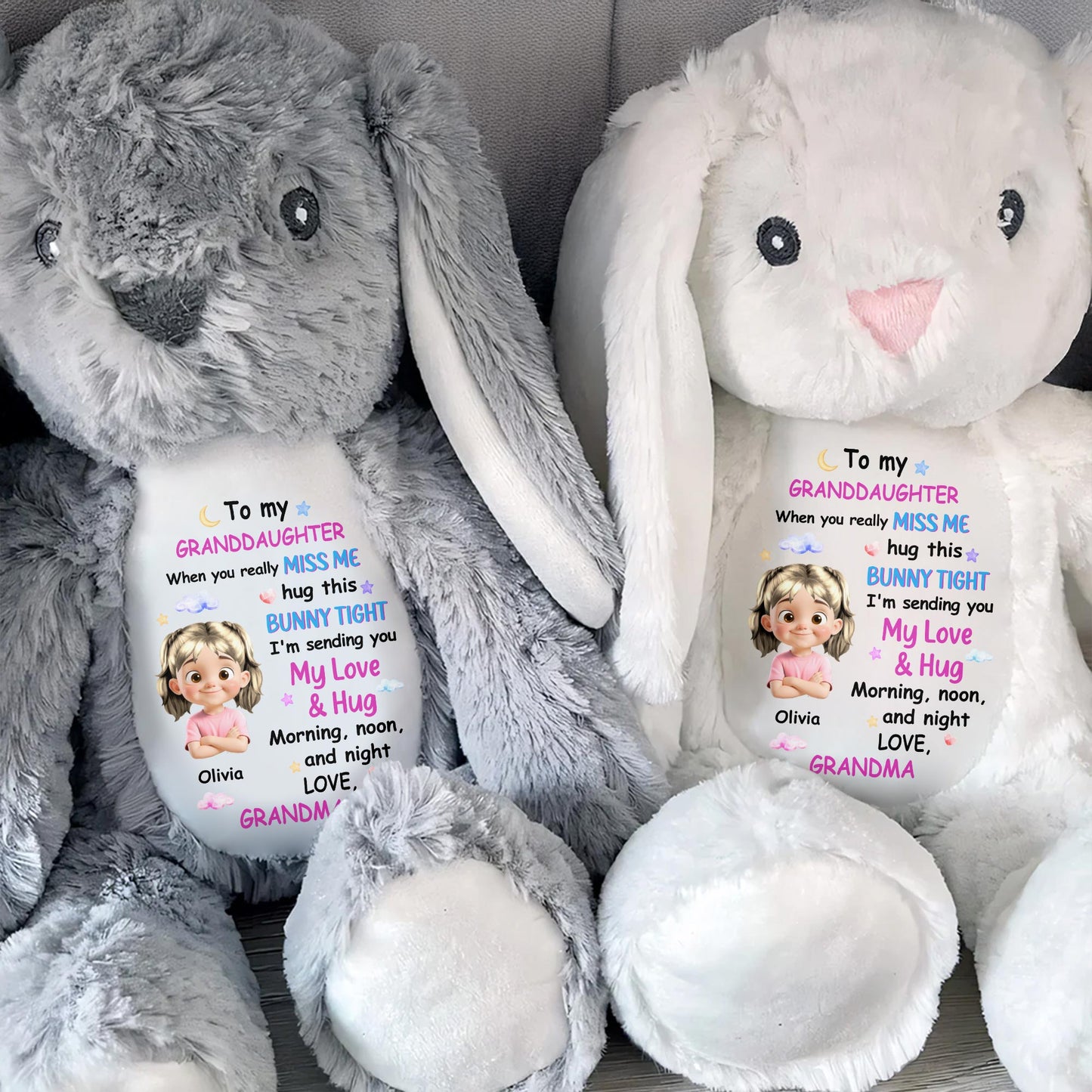 To My Granddaughter, When You Really Miss Me, Hug This Bunny Tight - Personalized Stuffed Bunny - GDT256_BUN