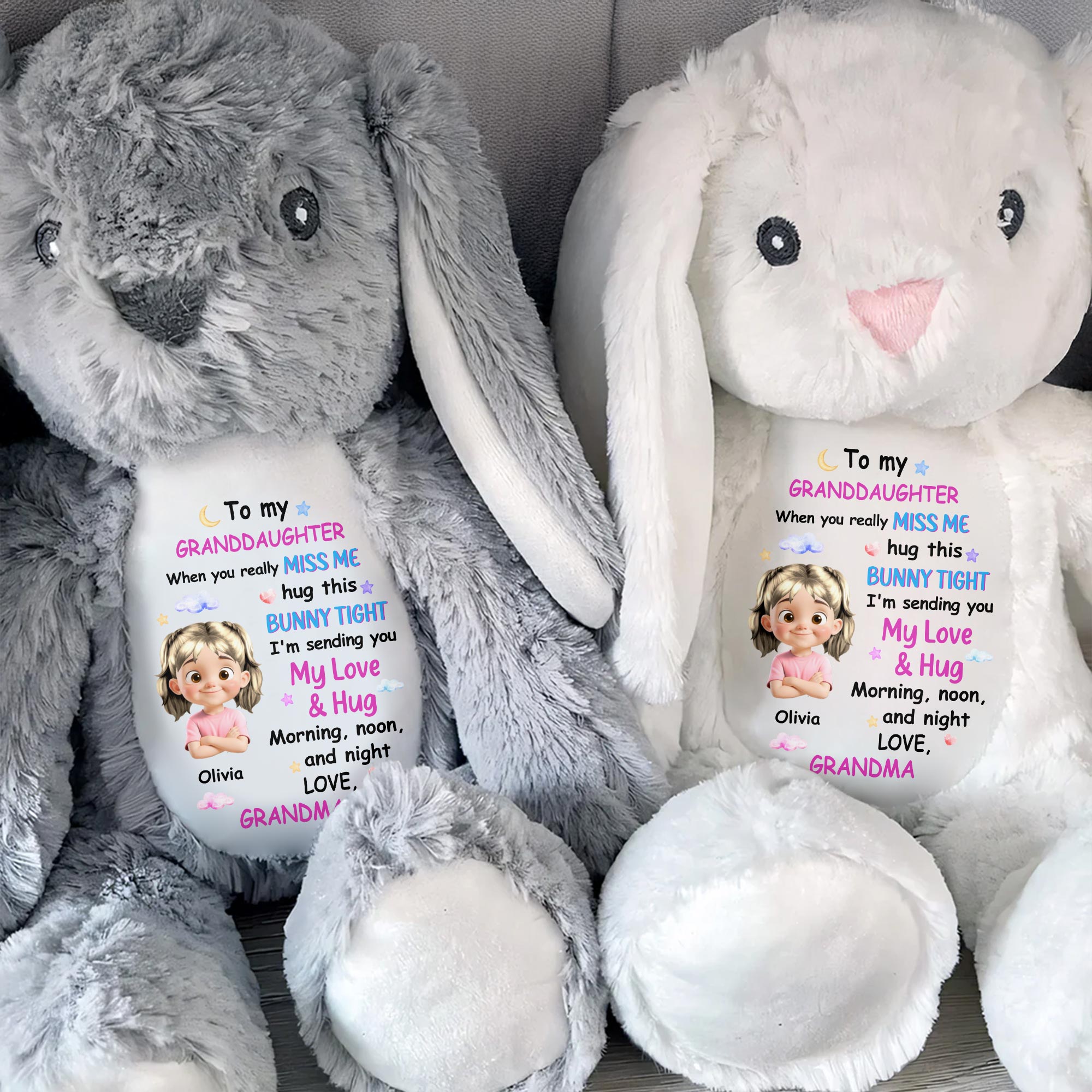 To My Granddaughter, When You Really Miss Me, Hug This Bunny Tight - Personalized Stuffed Bunny - GDT256_BUN