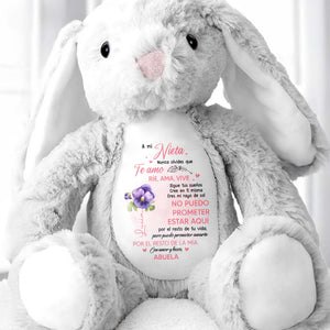 A mi Nieta, Nunca Olvides Que Te Amo, Bunny and Flowers - Personalized Stuffed Bunny - GDT257_BUN