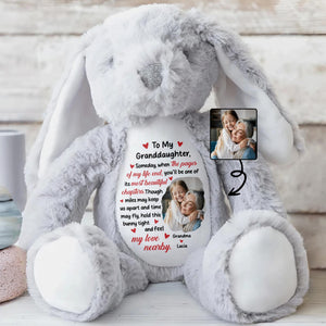 To My Granddaughter, Someday, When The Pages Of My Life End, You'll Be One Of Its Most Beautiful Chapters - Personalized Stuffed Bunny - GDT259_BUN