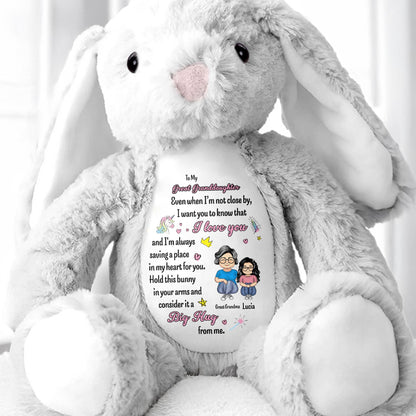 To My Great Granddaughter, Even when I'm not close by, Bunny and Hearts - Personalized Stuffed Bunny - GDT263_BUN