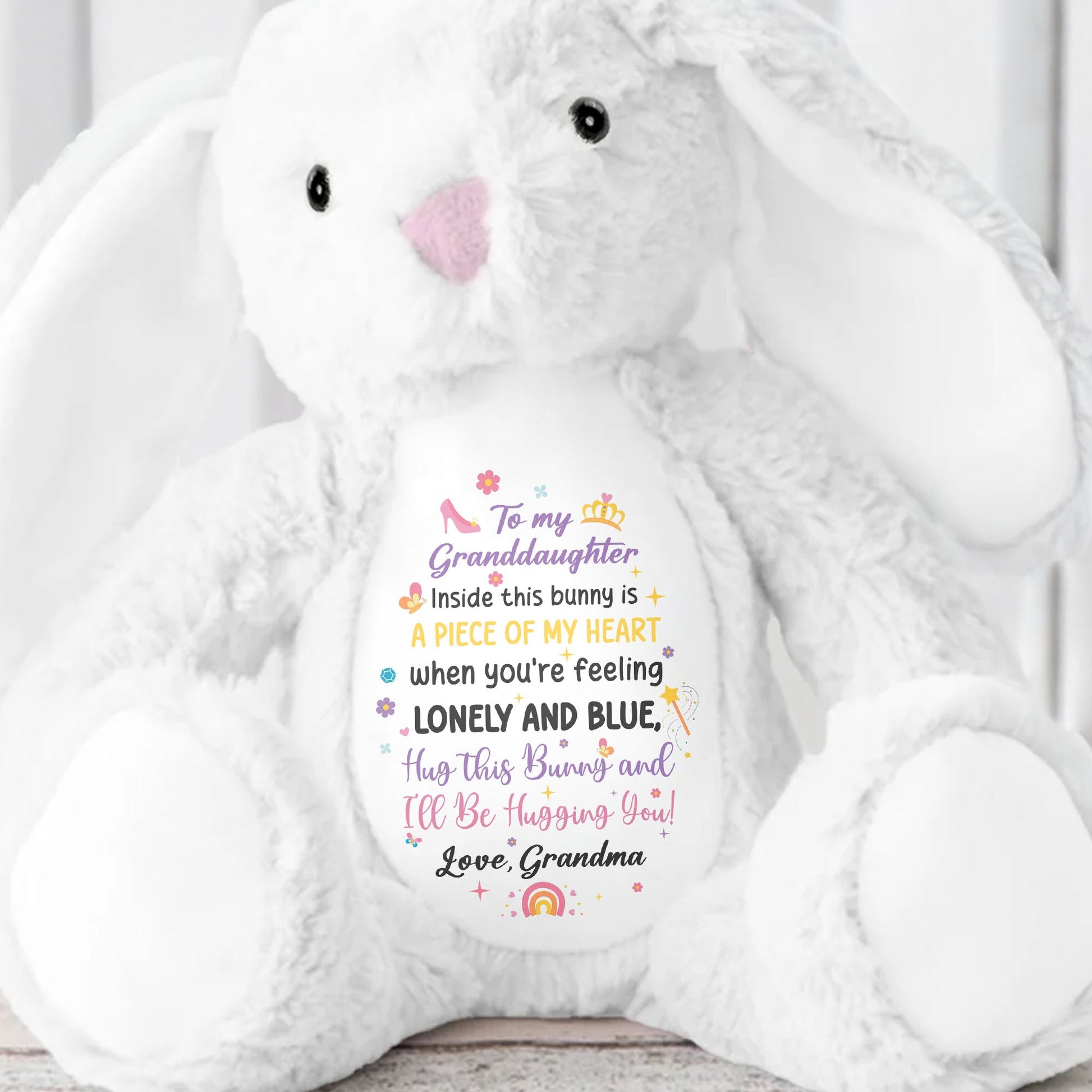 To My Granddaughter, Inside This Bunny Is A Piece Of My Heart, Stuffed Bunny - Personalized Stuffed Bunny - GDT267_BUN