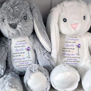 To My Beautiful Granddaughter, You Leave A Little Sparkle, Stars And Flowers - Personalized Stuffed Bunny - GDT273_BUN