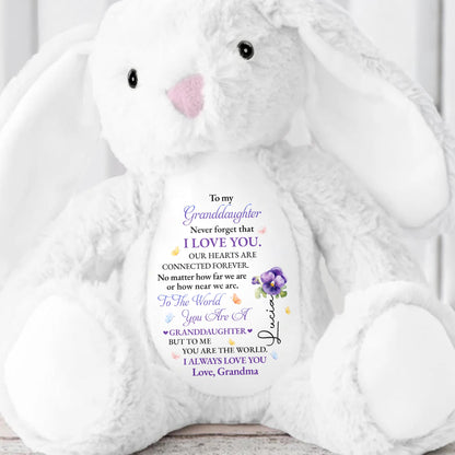 To My Granddaughter, Never Forget That I Love You, Bunny and Flowers - Personalized Stuffed Bunny - GDT277_BUN
