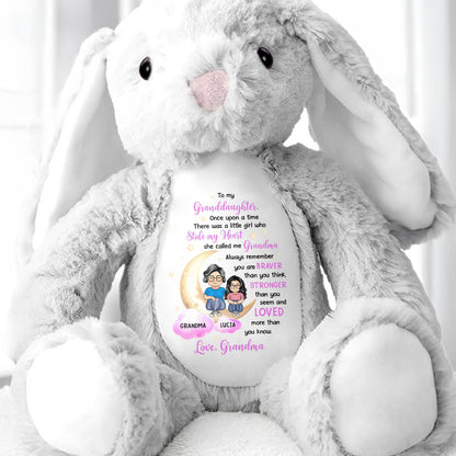 To My Granddaughter, There Once Upon A Time There Was A Little Girl Who Stole My Heart, She Called Me Grandma - Personalized Stuffed Bunny - GDT279_BUN