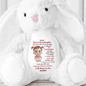 To My Beloved Granddaughter, Wish Big, Dream Bigger, Stuffed Bunny - Personalized Stuffed Bunny - GDT281_BUN