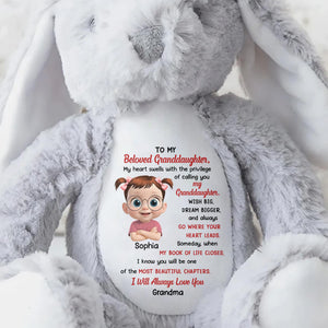 To My Beloved Granddaughter, Wish Big, Dream Bigger, Stuffed Bunny - Personalized Stuffed Bunny - GDT281_BUN