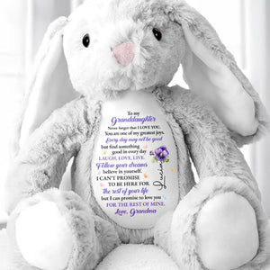 To My Granddaughter, Never Forget That I Love You, Stuffed Bunny And Flowers - Personalized Stuffed Bunny - GDT282_BUN