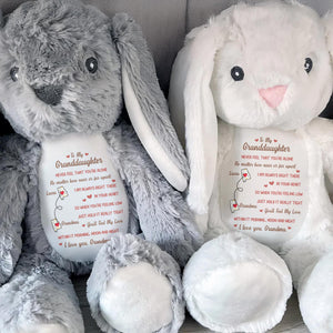 To My Granddaughter, Never Feel That You're Alone, Stuffed Bunny and Heart - Personalized Stuffed Bunny - GDT283_BUN