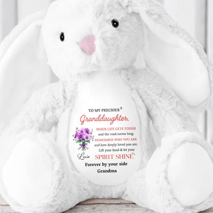 To My Precious Granddaughter, Remember Who You Are, Bunny and Flowers - Personalized Stuffed Bunny - GDT284_BUN