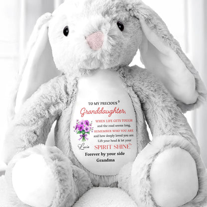 To My Precious Granddaughter, Remember Who You Are, Bunny and Flowers - Personalized Stuffed Bunny - GDT284_BUN