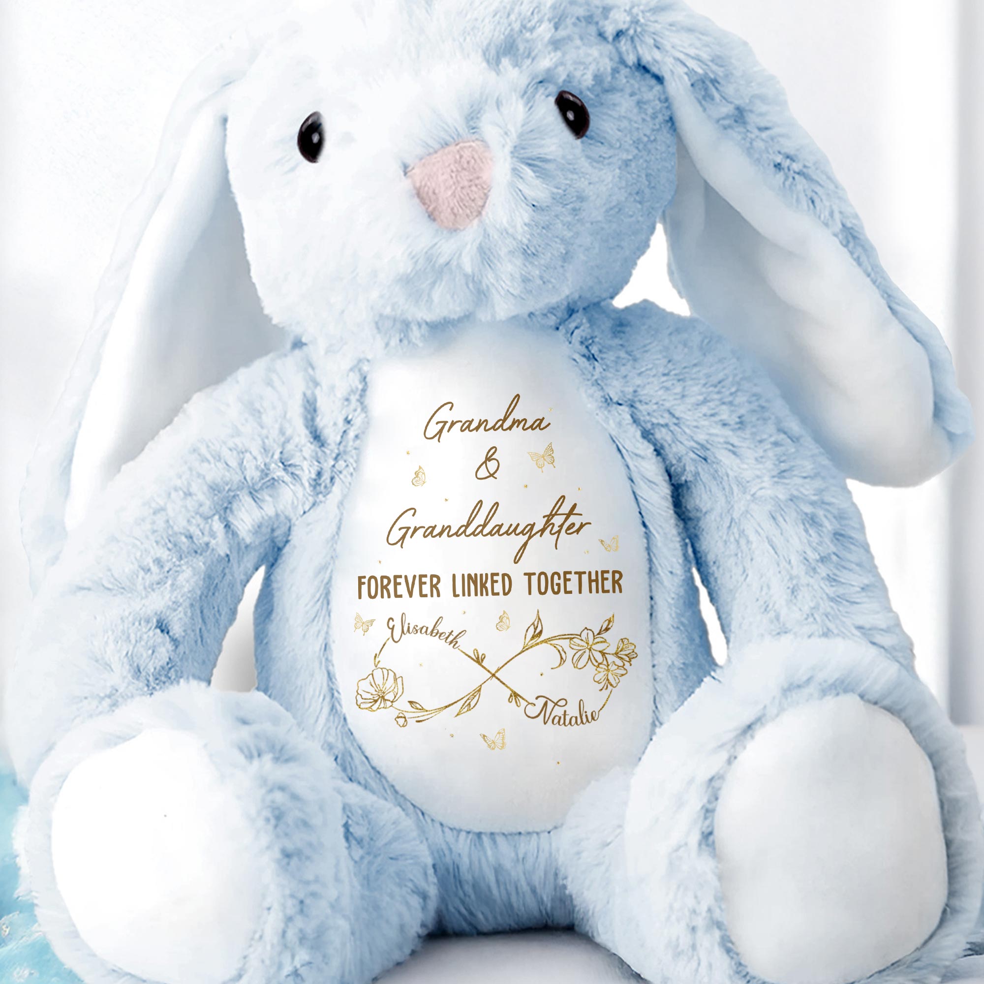 Grandma & Granddaughter Forever Linked Together, Bunny - Personalized Stuffed Bunny - GDT288_BUN