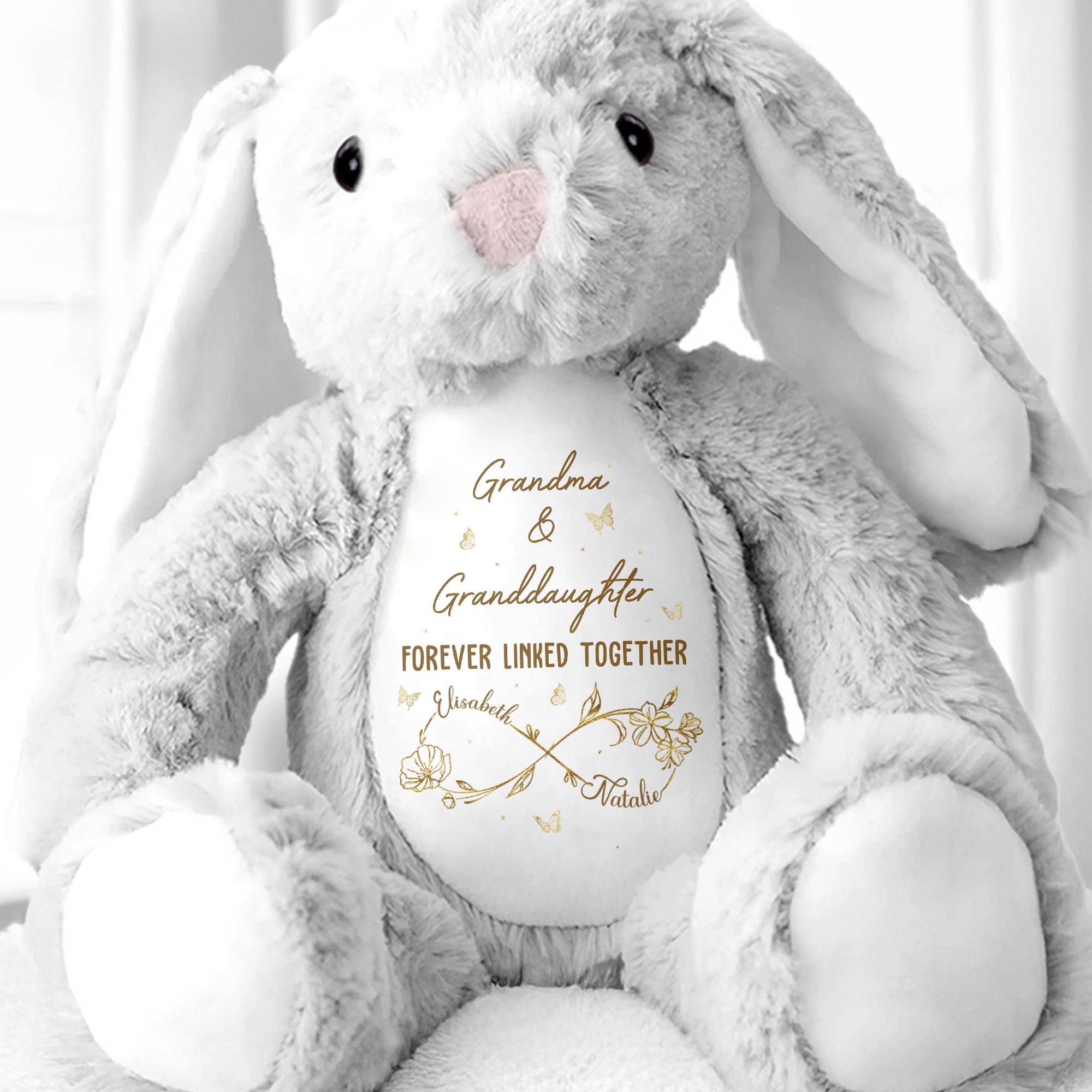 Grandma & Granddaughter Forever Linked Together, Bunny - Personalized Stuffed Bunny - GDT288_BUN
