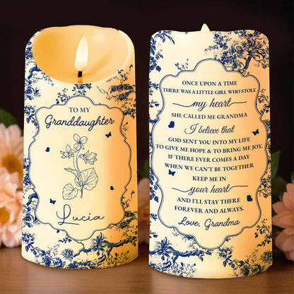 To My Granddaughter, Once Upon A Time, Floral Theme - Personalized Custom LED Candle - GDT297_LECA