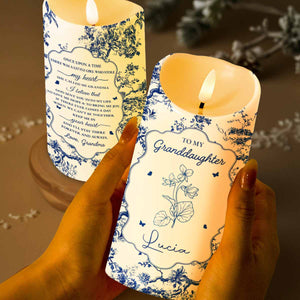 To My Granddaughter, Once Upon A Time, Floral Theme - Personalized Custom LED Candle - GDT297_LECA