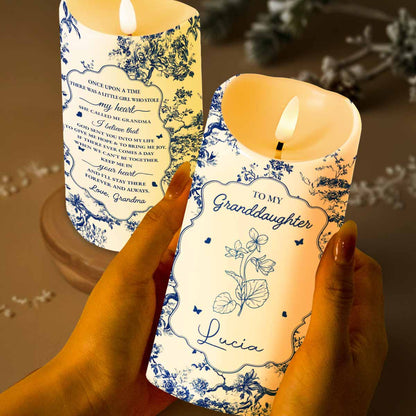 To My Granddaughter, Once Upon A Time, Floral Theme - Personalized Custom LED Candle - GDT297_LECA
