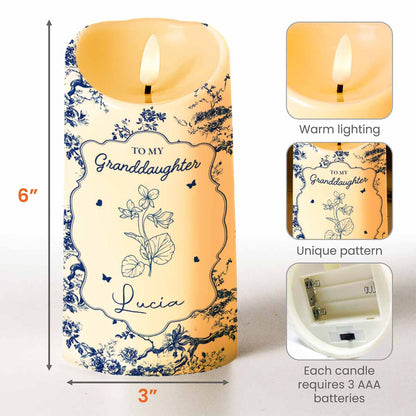 To My Granddaughter, Once Upon A Time, Floral Theme - Personalized Custom LED Candle - GDT297_LECA