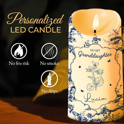 To My Granddaughter, Once Upon A Time, Floral Theme - Personalized Custom LED Candle - GDT297_LECA
