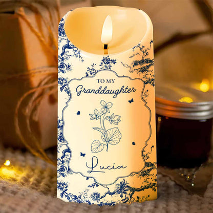To My Granddaughter, Once Upon A Time, Floral Theme - Personalized Custom LED Candle - GDT297_LECA